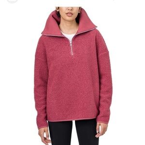 2/40$Elle quater zip fleece sweater pink size small